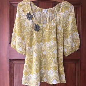 Anthropologie Edme & Esyllte Beaded Silk Blouse